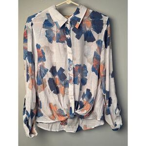 Hope & Harlow Floral Button Front Blouse Women’s XL Lightweight